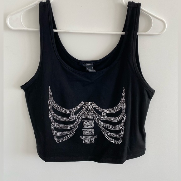 Forever 21 Rhinestone skeleton tank top, black Size Medium - Picture 1 of 4